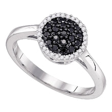 Load image into Gallery viewer, Captivating Noir Diamond Cluster Ring | 10k White Gold Womens Black Color Enhanced Diamond Halo Cluster Ring 1/4 Cttw | Splendid Jewellery Top View from Splendid Jewellery