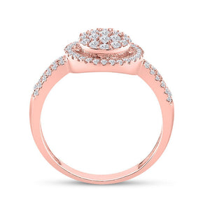 Diamond Cluster Ring | 10kt Rose Gold Womens Round Diamond Circle Cluster Ring 1/2 Cttw | Splendid Jewellery GND