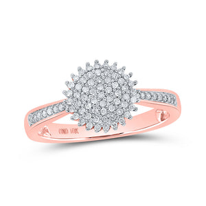 Diamond Cluster Ring | 10kt Rose Gold Womens Round Diamond Circle Ring 1/4 Cttw | Splendid Jewellery GND