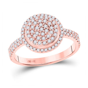 Diamond Cluster Ring | 10kt Rose Gold Womens Round Diamond Cluster Ring 1/2 Cttw | Splendid Jewellery GND