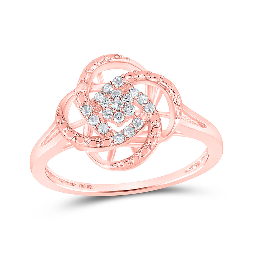 Diamond Cluster Ring | 10kt Rose Gold Womens Round Diamond Cluster Ring 1/8 Cttw | Splendid Jewellery GND