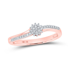 Diamond Cluster Ring | 10kt Rose Gold Womens Round Diamond Cluster Ring 1/8 Cttw | Splendid Jewellery GND