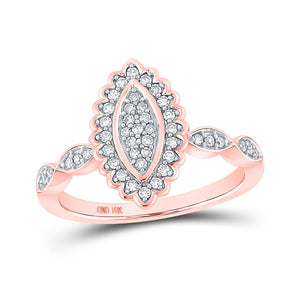 Diamond Cluster Ring | 10kt Rose Gold Womens Round Diamond Oval Cluster Ring 1/4 Cttw | Splendid Jewellery GND