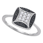 Mesmerizing Black Diamond Square Cluster Ring in 10kt White Gold Top view from the 10Kt White Gold Womens Round Black Color Enhanced Diamond Square Ring 1 4 Cttwpin93702 collection by Splendid Jewellery