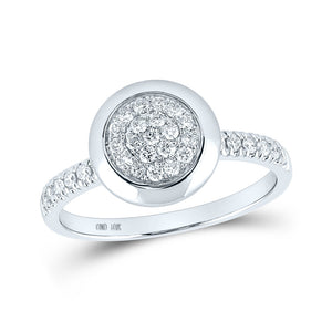 Diamond Cluster Ring | 10kt White Gold Womens Round Diamond Circle Cluster Ring 1/3 Cttw | Splendid Jewellery GND