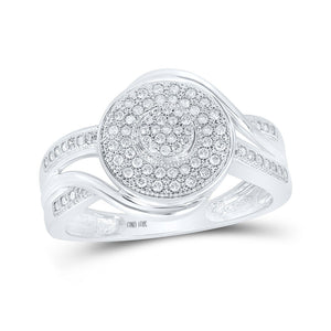 Diamond Cluster Ring | 10kt White Gold Womens Round Diamond Circle Cluster Ring 1/4 Cttw | Splendid Jewellery GND