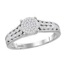 Load image into Gallery viewer, Splendid Jewellery 10kt White Gold Circle of Brilliance Diamond Cluster Ring Top view from the 10Kt White Gold Womens Round Diamond Circle Cluster Ring 1 5 Cttwpin228211 collection by Splendid Jewellery
