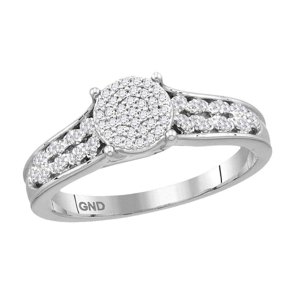 Diamond Cluster Ring | 10kt White Gold Womens Round Diamond Circle Cluster Ring 1/5 Cttw | Splendid Jewellery GND
