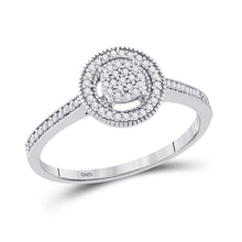 Load image into Gallery viewer, Dazzling Circle of Diamonds Ring | 10kt White Gold Womens Round Diamond Cluster Ring 1/5 Cttw Top view from the 10Kt White Gold Womens Round Diamond Circle Frame Cluster Ring 1 5 Cttwpin67047 collection by Splendid Jewellery
