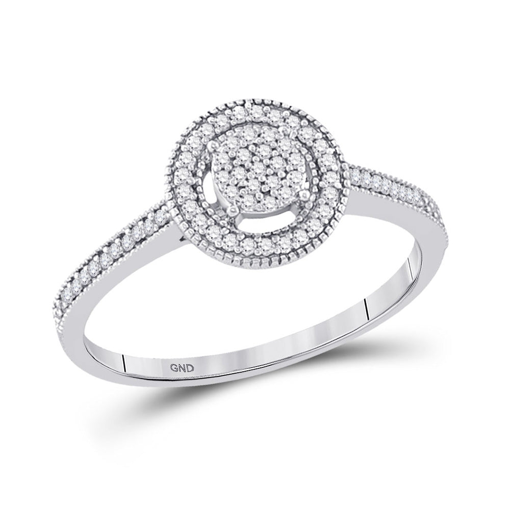 Diamond Cluster Ring | 10kt White Gold Womens Round Diamond Circle Frame Cluster Ring 1/5 Cttw | Splendid Jewellery GND
