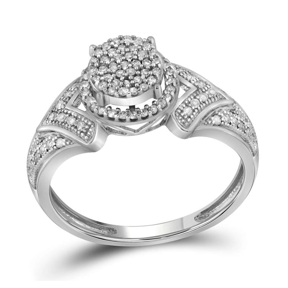 Diamond Cluster Ring | 10kt White Gold Womens Round Diamond Cluster Bridal Wedding Engagement Ring 1/3 Cttw | Splendid Jewellery GND