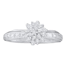 Load image into Gallery viewer, Sparkling Diamond Cluster Ring | 10kt White Gold Womens Round Diamond Cluster Ring 1/10 Cttw | Splendid Jewellery Top View from Splendid Jewellery