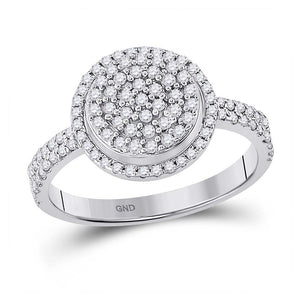 Diamond Cluster Ring | 10kt White Gold Womens Round Diamond Cluster Ring 1/2 Cttw | Splendid Jewellery GND