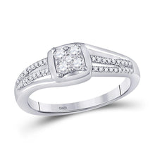 Load image into Gallery viewer, Radiant Diamond Cluster Ring | 10kt White Gold Womens Round Diamond Cluster Ring 1/4 Cttw | Splendid Jewellery Top View from Splendid Jewellery