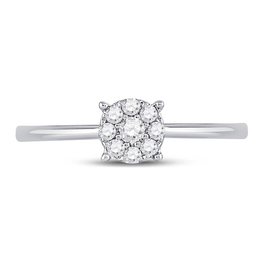 Diamond Cluster Ring | 10kt White Gold Womens Round Diamond Cluster Ring 1/8 Cttw | Splendid Jewellery GND