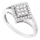 Dazzling Diamond Delight: 10kt White Gold Womens Round Diamond Diagonal Square Cluster Ring 1/4 Cttw Top View from Splendid Jewellery