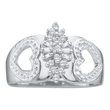 Load image into Gallery viewer, 10kt White Gold Diamond Double Heart Cluster Ring - A Symbol of Love and Elegance Top View from Splendid Jewellery