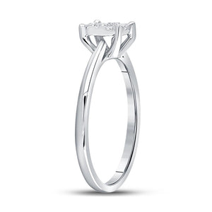 Diamond Cluster Ring | 10kt White Gold Womens Round Diamond Flower Cluster Ring 1/4 Cttw | Splendid Jewellery GND