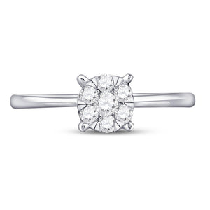 Diamond Cluster Ring | 10kt White Gold Womens Round Diamond Flower Cluster Ring 1/4 Cttw | Splendid Jewellery GND