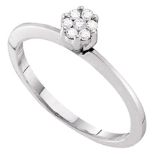 Load image into Gallery viewer, Dazzling Diamond Blossom Ring | 10kt White Gold Womens Round Diamond Flower Cluster Ring 1/8 Cttw Top View from Splendid Jewellery