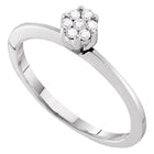Dazzling Diamond Blossom Ring | 10kt White Gold Womens Round Diamond Flower Cluster Ring 1/8 Cttw Top View from Splendid Jewellery