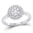 Radiant Blossom Diamond Cluster Ring | 10kt White Gold Womens Round Diamond Halo Flower Cluster Ring 1/2 Cttw Top View from Splendid Jewellery