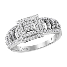 Load image into Gallery viewer, Dazzling Square Cluster Diamond Ring in 10kt White Gold Top view from the 10Kt White Gold Womens Round Diamond Square Cluster Ring 1 3 Cttwpin228293 collection by Splendid Jewellery