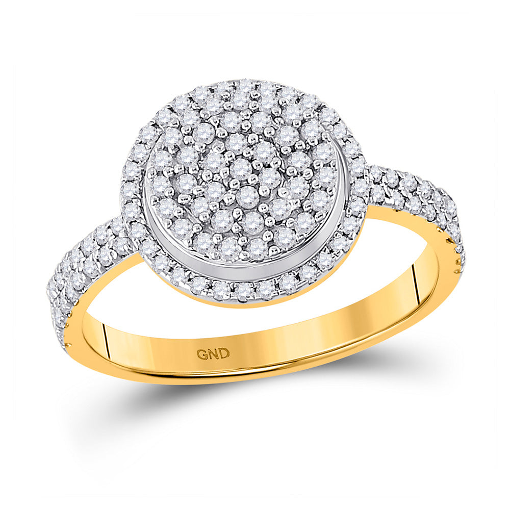 Diamond Cluster Ring | 10kt Yellow Gold Womens Round Diamond Circle Cluster Ring 1/2 Cttw | Splendid Jewellery GND
