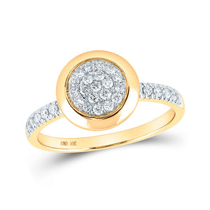 Diamond Cluster Ring | 10kt Yellow Gold Womens Round Diamond Circle Cluster Ring 1/3 Cttw | Splendid Jewellery GND