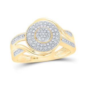 Diamond Cluster Ring | 10kt Yellow Gold Womens Round Diamond Circle Cluster Ring 1/4 Cttw | Splendid Jewellery GND