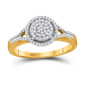 Diamond Cluster Ring | 10kt Yellow Gold Womens Round Diamond Circle Cluster Ring 1/5 Cttw | Splendid Jewellery GND