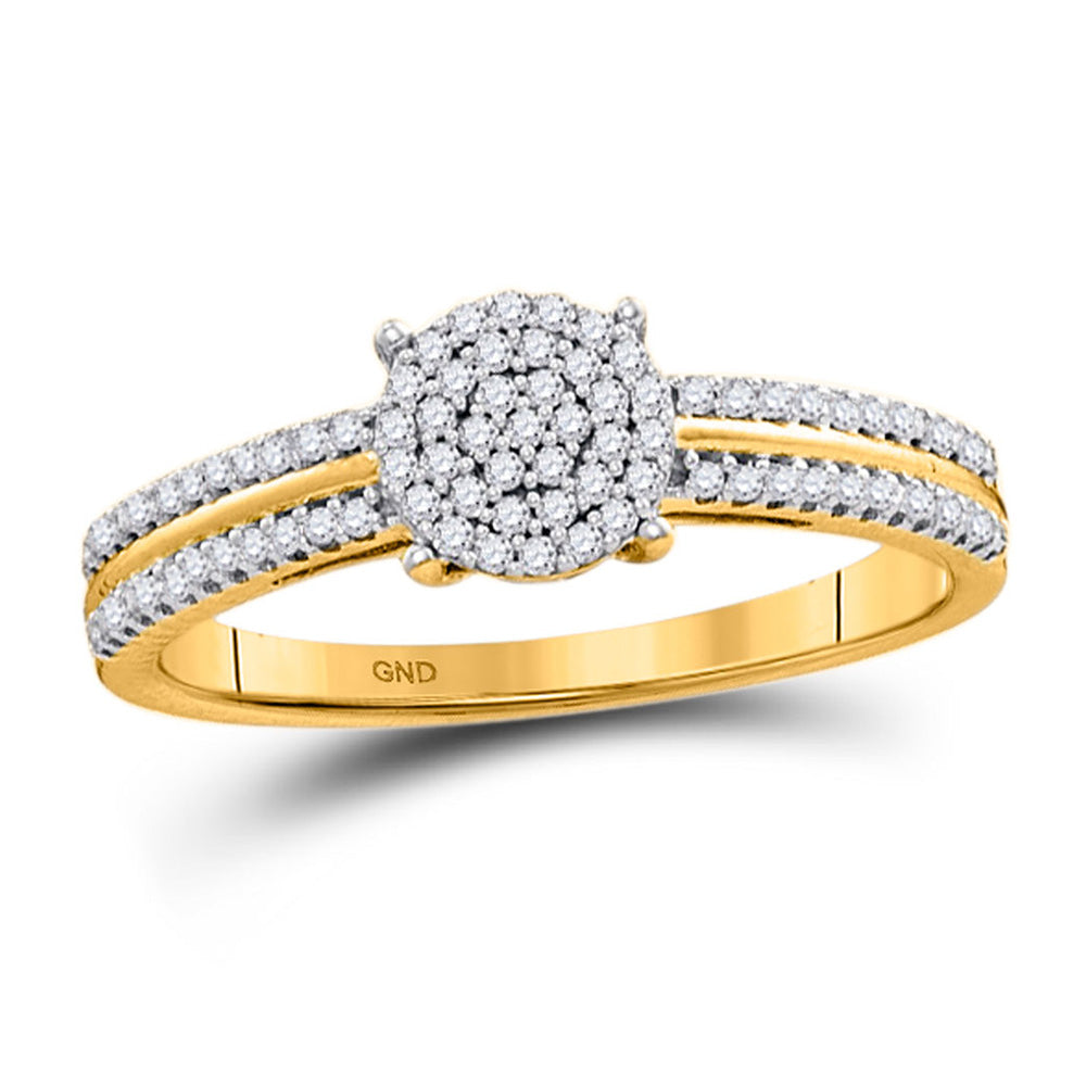 Diamond Cluster Ring | 10kt Yellow Gold Womens Round Diamond Circle Cluster Ring 1/6 Cttw | Splendid Jewellery GND