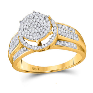 Diamond Cluster Ring | 10kt Yellow Gold Womens Round Diamond Circle Cluster Ring 3/8 Cttw | Splendid Jewellery GND