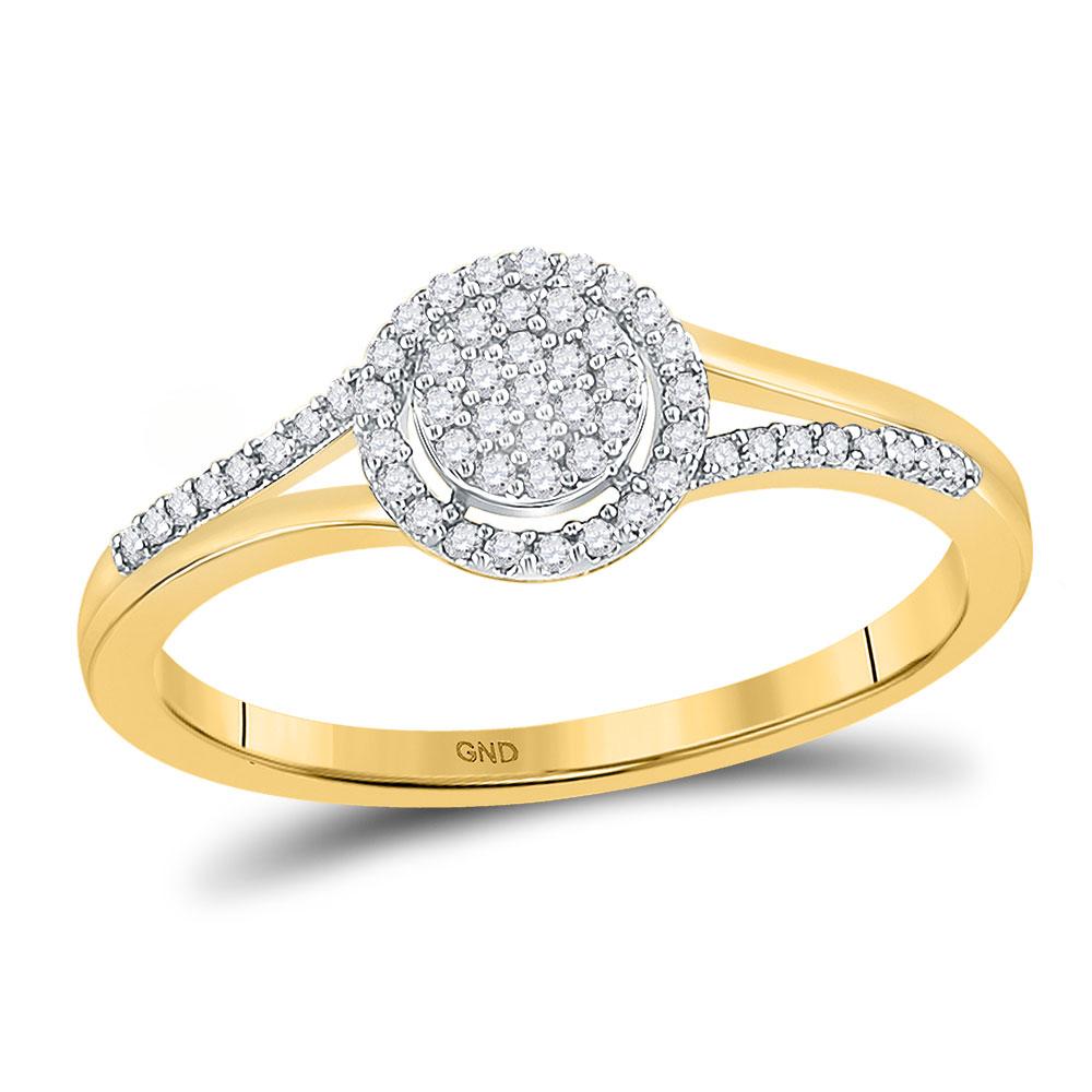 Diamond Cluster Ring | 10kt Yellow Gold Womens Round Diamond Circle Cluster Split-shank Ring 1/6 Cttw | Splendid Jewellery GND