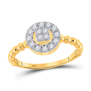 Diamond Cluster Ring | 10kt Yellow Gold Womens Round Diamond Circle Ring 1/3 Cttw | Splendid Jewellery GND