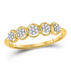 Captivating Cluster Brilliance Ring | 10kt Yellow Gold Womens Round Diamond Cluster Ring 1/10 Cttw Top View from Splendid Jewellery