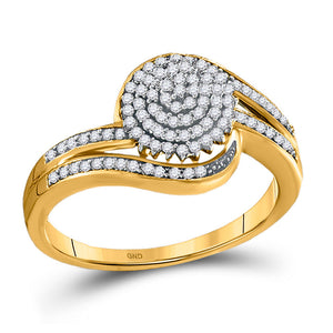 Diamond Cluster Ring | 10kt Yellow Gold Womens Round Diamond Cluster Ring 1/3 Cttw | Splendid Jewellery GND