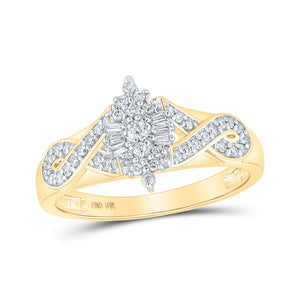 Diamond Cluster Ring | 10kt Yellow Gold Womens Round Diamond Cluster Ring 1/4 Cttw | Splendid Jewellery GND