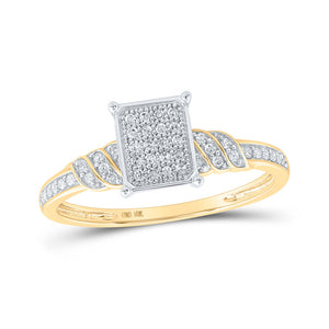 Diamond Cluster Ring | 10kt Yellow Gold Womens Round Diamond Cluster Ring 1/6 Cttw | Splendid Jewellery GND