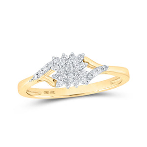 Diamond Cluster Ring | 10kt Yellow Gold Womens Round Diamond Cluster Ring 1/6 Cttw | Splendid Jewellery GND