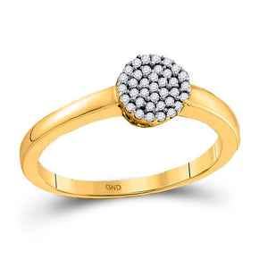 Diamond Cluster Ring | 10kt Yellow Gold Womens Round Diamond Cluster Ring 1/8 Cttw | Splendid Jewellery GND