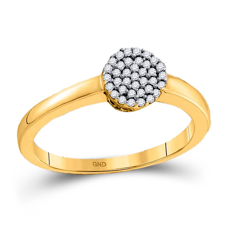 Diamond Cluster Ring | 10kt Yellow Gold Womens Round Diamond Cluster Ring 1/8 Cttw | Splendid Jewellery GND