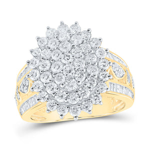 Diamond Cluster Ring | 10kt Yellow Gold Womens Round Diamond Cluster Ring 2 Cttw | Splendid Jewellery GND
