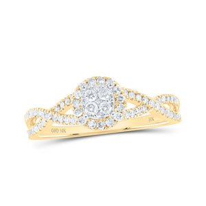 Diamond Cluster Ring | 10kt Yellow Gold Womens Round Diamond Cluster Ring 3/8 Cttw | Splendid Jewellery GND