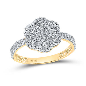 Diamond Cluster Ring | 10kt Yellow Gold Womens Round Diamond Fashion Ring 1/2 Cttw | Splendid Jewellery GND