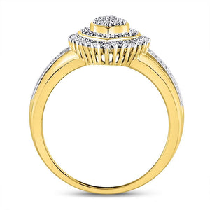 Diamond Cluster Ring | 10kt Yellow Gold Womens Round Diamond Marquise-shape Cluster Ring 1/4 Cttw | Splendid Jewellery GND
