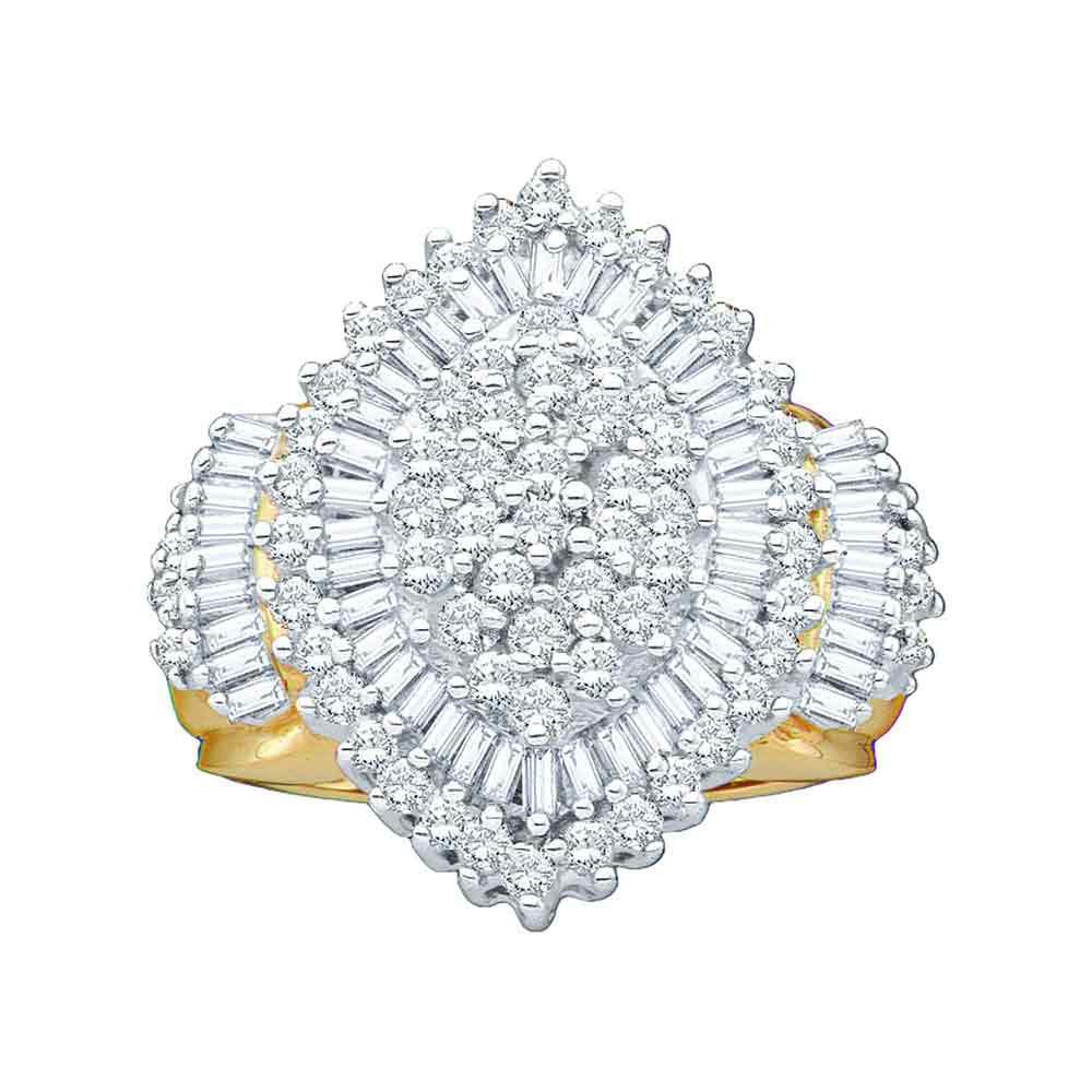 Diamond Cluster Ring | 10kt Yellow Gold Womens Round Diamond Oval Cluster Ring 2 Cttw | Splendid Jewellery GND