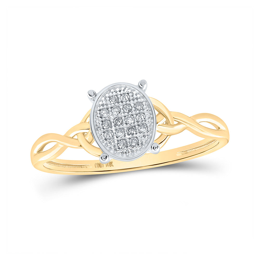 Diamond Cluster Ring | 10kt Yellow Gold Womens Round Diamond Oval Ring 1/20 Cttw | Splendid Jewellery GND