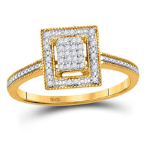Load image into Gallery viewer, Radiant Glow Diamond Cluster Ring | 10kt Yellow Gold Womens Round Diamond Square Cluster Ring 1/10 Cttw Top View from Splendid Jewellery