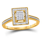 Radiant Glow Diamond Cluster Ring | 10kt Yellow Gold Womens Round Diamond Square Cluster Ring 1/10 Cttw Top View from Splendid Jewellery